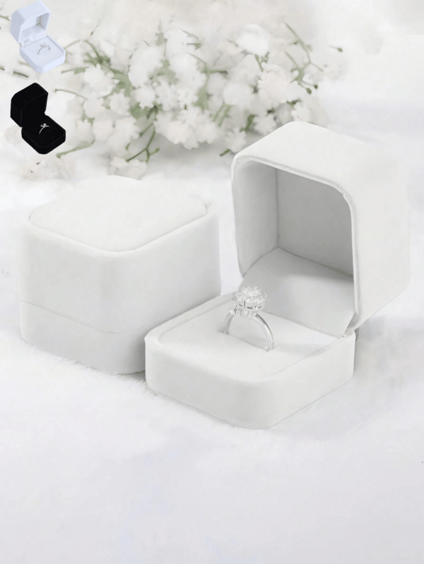 1pc/2pcs Velvet Ring Box (White/Black), Suitable For Proposal, Wedding, Engagement, Valentine's Day Gift, Wedding Season, Birthday And Anniversary - Elegant Jewelry Display Box For Storing Rings, Earrings, Necklaces - Luxury Ring Holder, Bridal Accessories, Ladies Gift Box