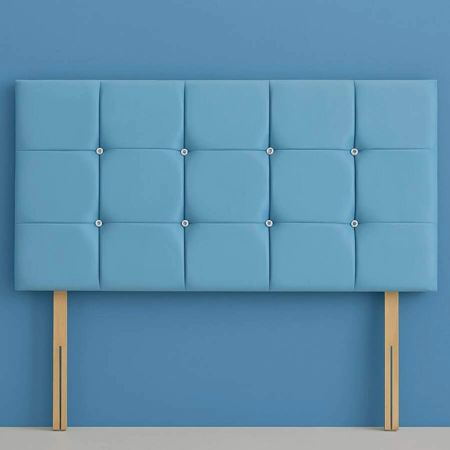 3ft Single Plush Velvet Cube Headboard 20inches - Duck Egg Velvet - View 1