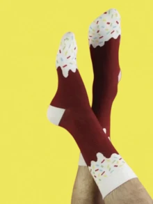 2/4 Pairs Men's Funny Fruit & Ice Cream Socks - Creative Gift For Fruit Lovers - Knitted Fruit Pattern Novelty Socks, Crazy Happy Socks, Watermelon Ice Cream Socks - Multicolor - View 6