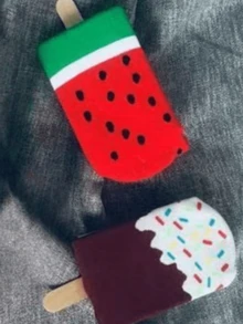 2/4 Pairs Men's Funny Fruit & Ice Cream Socks - Creative Gift For Fruit Lovers - Knitted Fruit Pattern Novelty Socks, Crazy Happy Socks, Watermelon Ice Cream Socks - Multicolor - View 4