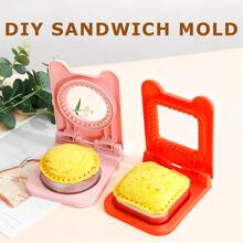 1 pieza Molde cortador de sándwich de acero inoxidable, Herramienta de horneado molde de pan de sándwich de bolsillo de dibujos animados DIY - Multicolor - Ver 8