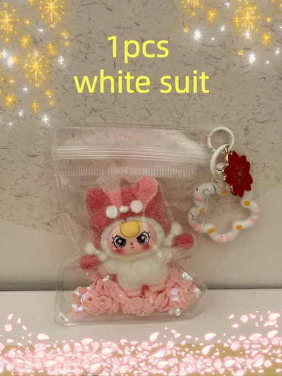 1pc Latest White Rabbit Plush Doll Series PVC Pendant, Exquisite Floral Keychain And Transparent Protective Bag With Glitter Sakura Design, Suitable As Back To School, Graduation, New Year, Valentine's Day, Thanksgiving, Christmas Gifts, Party Favors, Home Decor