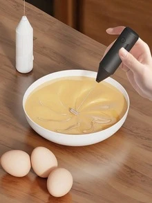 1pc Electric Milk Frother, Handheld Wireless Battery-Operated Milk Foam Maker, For Hot/Iced Coffee Latte Cappuccino Hot Chocolate, Home Baking & Kitchen Tool, Quick Easy Convenient, Perfect Birthday Gift For Her Bestie (No Batteries Included) - White - View 9