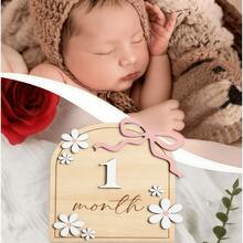 新生儿成长里程碑道具、婴儿成长摄影道具、新生儿礼物、性别揭晓派对、迎婴派对装饰、婴儿用品 - 粉紅色+白色 - 查看 6