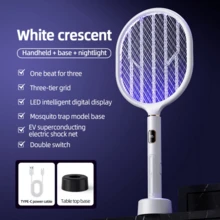 1pc Electric Mosquito Swatter, Rechargeable Household Mosquito Killer, Mosquito Trap & Repellent, Anti-Accidental Touch, LED Smart Display To Monitor Power Status, Comes With Stand For Indoor/Outdoor Use - Home, Bedroom, Kitchen, Office, Patio - Multicolor - View 9