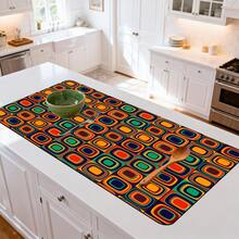 1/10 piezas Alfombrilla de secado de platos estilo bohemio, alfombrilla para máquina de café. Con un vibrante patrón geométrico en naranja, rojo, verde, azul y círculos concéntricos negros, creando un fuerte impacto visual. - Multicolor - Ver 17