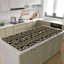 1/10pcs Bohemian Style Dish Drying Mat, Coffee Machine Mat. Gold Vintage Pattern, Symmetrical Scroll Motif And Geometric Wavy Lines, Accented With Silver Details, Creating A Luxurious And Elegant Visual Effect. This Quick-Drying, Highly Absorbent And Easy-To-Clean Accessory Is Suitable For Kitchen Countertops And Coffee Shops, With Non-Slip Rubber Backing To Effectively Protect The Kitchen Surface. An Essential Home Decor Item. - Multicolor - View 17