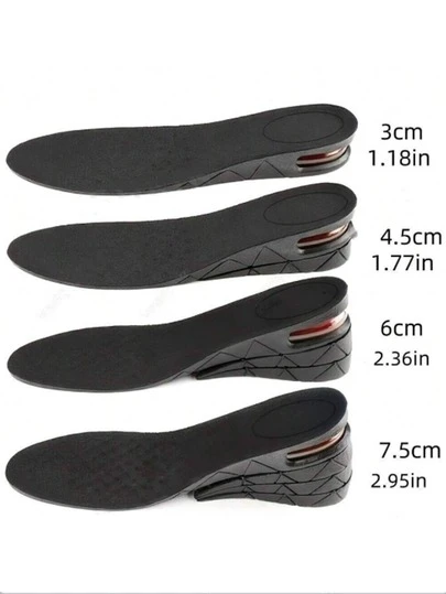 1 Pair 1.18/1.77/2.36/2.95 Inch Black Height Increase Insoles With Shock Absorption Air Cushion, Unisex Heel Inserts For Sports Shoes, Soft & Elastic Heel Pads (Trimmable Size), Shoe, Spring Summer Picks, Brides Maid Gifts, Room, Bedroom Decor, Bedroom Decor, Beach, Travel, For Men, For Women, Vacation,Women's Day,Travel Essentials,Wedding Favours,Y2k,Bedroom,Car Accessories Women,Kitchen Deccor,Cute Stuff