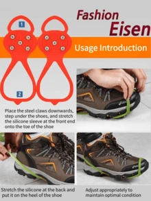 1 Piece, 5-Speed Ice Claw, Universal Anti Slip Ice Climbing Nail For Shoes And Boots, Gourd Shaped Snow Anti Slip Shoe Cover, 5-Steel Nail Anti Slip Snow Shoe Cover, Heavy-Duty Manganese Steel Material, Suitable For Mountaineering, Ice Climbing, Winter Walking, Running And Hunting, Ice And Snow Anti Slip Shoe Studs, - Multicolor - View 4