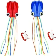 1 Set Large Octopus Kite, Long Tail, Elegant & Easy To Fly Beach Kite, Fun Toy For Adults (Red + Blue), Some Colors Random - Multicolor - View 4