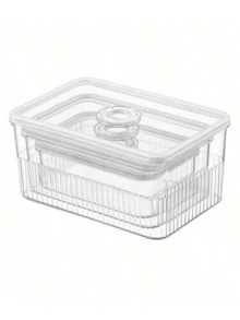 1/3pcs Rectangular Plastic Sealed Storage Box With Lid, Suitable For Refrigerator, Market Stall Display And Kitchen, Refrigerator Storage Box, Plastic Kitchen Storage Box, Transparent Airtight Food Container, Suitable For Vegetables And Fruits, Suitable For Holiday Parties, Valentine's Day And Other Occasions - Multicolor - View 2
