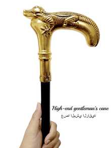 1pc Dual-Tone Crocodile Shaped Creative Walking Cane, High-End Metal Material For Outdoor Travel, Mediterranean Festival Festival Cane, Halloween Cane, Cosplay Game Scepter, British Gentleman's Cane, Hiking Stick, Suitable For Daily Use, Creative Gift For Men - Multicolor - View 6