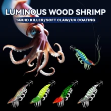 10cm/3.95in, 10.5g/0.37oz Glow In The Dark Soft Shrimp Fishing Lure, Saltwater Fishing Bait - A - View 1