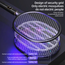 1pc Rechargeable Electric Mosquito Swatter, LED Smart Display To Monitor Power Status, Suitable For Indoor & Outdoor Use At Home, Bedroom, Kitchen, Office, Patio - Mosquito Killer, Mosquito Repellent - Multicolor - View 10