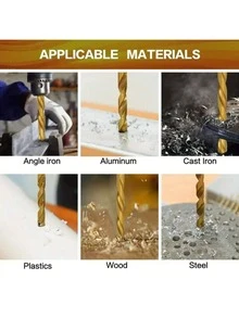 19pcs Cobalt Steel HSS-Co Twist Drill Bit Set With Metal Box, Suitable For Stainless Steel, Wood, Aluminum, Plastic, Quick Change Design, For Metal, Wood, Plastic, Suitable For Home Decoration, Simple Tool, Convenient And Practical - Multicolor - View 3