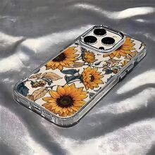 Funda de teléfono transparente con patrón girasol amarillo brillante, liviana y duradera, compatible con iPhone 17/16/15/14/13/12/11 PRO MAX/PRO/PLUS,  Galaxy, , Redmi, OPPO, vivo, , , Honor,  y OnePlus. - transparente - Ver 2