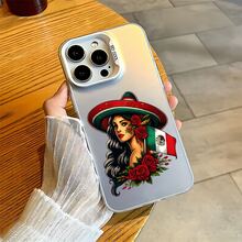 Con el maravilloso patrón Mujer con sombrero mexicano, Funda de teléfono de plata coloreada, compatible con Apple 17Pro/17ProMax/17/Air/16/16e/16Pro/16ProMax/16Plus/11/12Mini/13Mini/15ProMax/15Pro/15Plus/14Pro/14ProMax/14Plus/12Pro/12ProMax/13Pro/13ProMax,Galaxy S25+/S24 Ultra/S23 FE/A55/A54/A35/A34/A32/A22/A15/A12/A06/A05/A04E/A04/A03/A02/M15/M145G, Resistente a caídas,Duradero -- ¡Regalo ideal para cumpleaños, Navidad y todas las fiestas especiales! - Verde - Ver 3