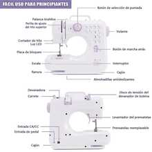 LÈRFM [MXBTG+]Máquina de coser overlock totalmente automática, pequeña, multifuncional, de escritorio, para uso doméstico, con pedal, luz, cortahilos y 9 regalos gratis [12 puntadas y pespunte] - Blanco - Ver 6