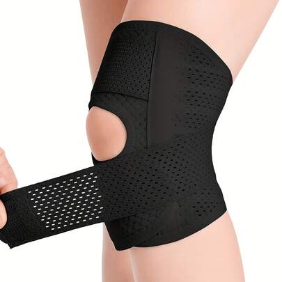 1 pieza Manga de compresión para la rodilla con correas elásticas para hombres y mujeres, rodillera cómoda para hacer ejercicio.