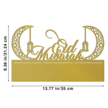 1pc Gold Crescent Moon Lantern Ramadan Decoration, Eid Al-Fitr Table Decor, Islamic Cultural Festival Ornament - Multicolor - View 7