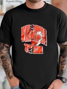 Mens Vintage 90's Virginia Tech University Crop Tee T Shirt Large T-Shirt - màu đen - Xem 1
