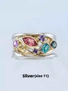1pc Fashion Crystal Quartz Ion Ring, Therapeutic, Slimming, Lymphatic Drainage, Minimalist Jewelry, Asymmetric Geometric Design Multi-Color Gemstone Multi-Layer Colorful Ring, Jewelry Photography, Proposal Ceremony, Wedding Supplies, Jewelry Store Display - Red Jewelry Box - View 16