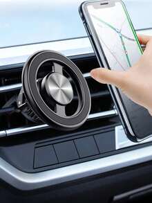 Suport auto MagSafe din aliaj de aluminiu – Adsorbție magnetică puternică, rotație la 360°, design compact care nu blochează orificiile de ventilație, cataramă cu cârlig pentru instalare stabilă, compatibil cu iPhone 12/13/14 și toate smartphone-urile