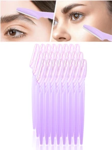 Set de 60/30/12/6/3/1 Maquinilla de afeitar de ceja transparente púrpura, incluye recortadora de cejas, afeitadora, removedor de callosidades, recortadora de vello corporal y maquinilla de afeitar facial y de cejas con hojas de mango largo, adecuada para uso diario o de viaje de las mujeres - Púrpura malva - Ver 12