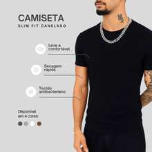 Men's US Drip Ribbed T-Shirt, Made From Lightweight Cotton Fabric That Fits Close To The Body. - 黑色 - 查看 2