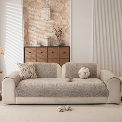 1pc Soft Chenille Sofa Cushion, Thick High-Quality Sofa Cover, Non-Slip Plush Sofa Slipcover, Suitable For All Seasons, Easy To Clean, For 1-4 Seater Sofa, L-Shaped Sofa, Sofa Protection, Sofa Decor