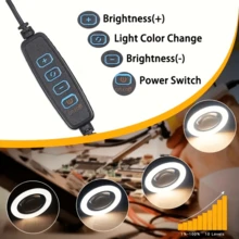 Essential Clip - On Selfie LED Ring Light With Adjustable Desktop Arm, Battery - Free, Portable, USB - Powered, Ideal For Live Streaming, Video Conferences, Cooking, Drawing, Reading & Video Recording - Black - View 3