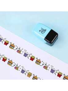 1pc Roller Stamp, DIY Portable Plastic Stamp For Scrapbooking, Planner, Journal Decoration, Birthday Cards, With Panda, Cat, Hamburger, Fruit Patterns, Suitable For Drawing, Great Gift (Random Pattern) - Multicolor - View 6