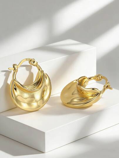 Charm-In Förgyllda puffy hoop-örhängen för kvinnor - Snygga statement-smycken för vardagsbruk, fester och dejting | Perfekt present till henne (alla hjärtans dag/mors dag)