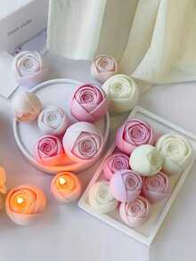 1 Set Valentine's Day Flower Bouquet Scented Candle Molds, Large & Small Rose Floral Decor Handmade Candle Silicone Molds