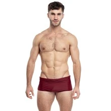 Men's Sport Shark Skin Swim Competition Boxer Briefs Trunks Sharkskin Shorts Quick Dry Swimwear Briefs - Burgundy - View 2