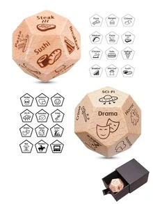 情侣约会骰子套装，带收纳盒，美食电影创意骰子，约会之夜骰子选择版，趣味玩具，木质决策骰子，创意游戏，适合优柔寡断的人，适合室内派对道具，也是周年纪念日、生日、婚礼、圣诞节、情人节的浪漫礼物。 - 米色 - 查看 11