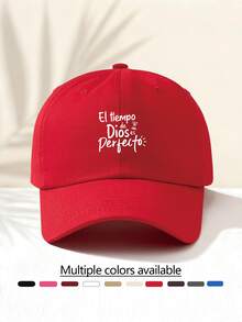 1pc Spanish Inspirational Quote "Time God Of Perfection" Pattern Summer Sun Protection Baseball Cap, Minimalist & Fashionable Adjustable Baseball Hat, Unisex Outdoor Sun Shading Cap, Dad Hat - Multicolor - View 18