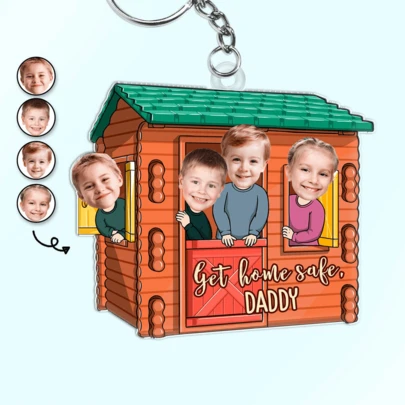 Customized Photo "Dad's Home" - ของขวัญที่สมบูรณ์แบบสำหรับพ่อ, ปู่, แม่และย่า - พวงกุญแจอะคริลิคส่วนบุคคล, ของขวัญสำหรับครอบครัว, ของขวัญวันวาเลนไทน์, ของขวัญปีใหม่, ของขวัญที่สมบูรณ์แบบสำหรับทั้งครอบครัว