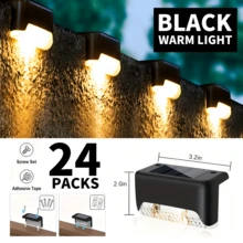 4/8/12/16/24/32 Pieces Outdoor Step Lights Outdoor Wall Lights, Solar Lights Rechargeable No Need To Charge For Lighting, Suitable For House Fence, Lawn Steps Lighting - 1LED黑殼暖光 - 查看 11