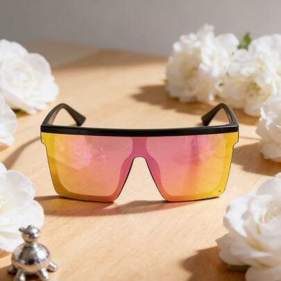 1 Pair Men's Acrylic Geometric One-Piece Flat Top Fashion Glasses