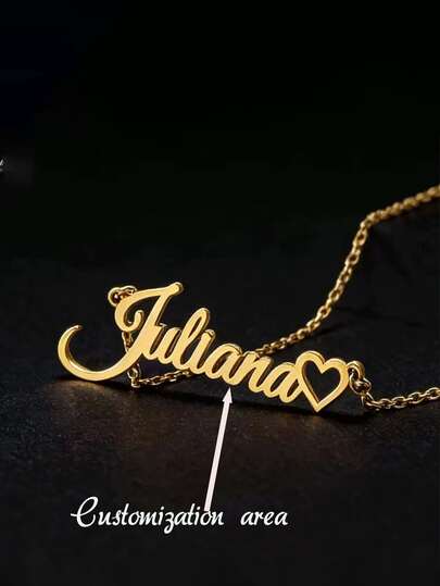 Personalized Stainless Steel Heart Name Necklace - Handcrafted With Cursive/Block Lettering, A Perfect Gift For Mother's Day, Birthdays, Christmas, And Valentine's Day. Versatile Jewelry, Suitable For Year-Round Wear And Special Occasions.