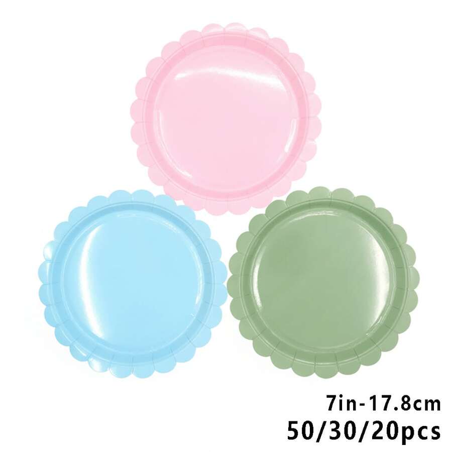 50/30/20pcs 7-Inch Disposable Floral Paper Plates, Leak-Proof & Thick, 3-Second Cleanup, Party/Camping/Picnic/Graduation/Birthday/Holiday/New Year/Valentine's Day Tableware - Lace In Multiple Colors - View 1