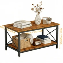 Mesas De Centro Cuadrado Minimalista Moderno Auxiliar Mesa De Centro, Mesa Para Sala De Madera Moderno Mesa De Centro Cuadrado Minimalista Moderno - Granate - Ver 2