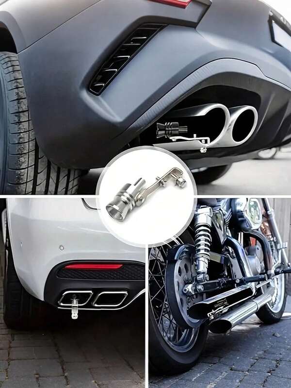 1 Aluminum Turbine Whistle Exhaust Pipe Simulator, Universal Exhaust Pipe Noise Generator, Suitable For Motorcycles, Trucks, Cars, Off-Road Vehicles, Car Decoration Parts, Halloween Pranks, Christmas Gifts