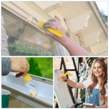 5-Piece 1 Inch Mini Paint Roller Set, Small Paint Roller Brushes For DIY Wall Painting And Touch Up Coloring, Ideal For Smooth Wall Coating, Detail Painting, Home Decoration And Creative DIY Projects - Yellow - View 6