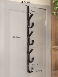 1pc/2pcs Carbon Steel Over-The-Door Hook - Heavy Duty Metal Multipurpose Towel Rack | Space-Saving Vertical Design Storage Hanging Hook Rack | Bathroom Over-The-Door Towel Hanger, Titanium Color, No Drilling Required, Suitable For Bedroom - Multicolor - View 14