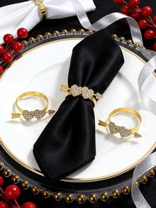 4-12个水钻双心形餐巾环，适合情人节、母亲节、节日、周年纪念派对 - 彩色 - 查看 6