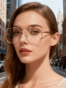 1副男女通用金属双梁商务休闲平光眼镜，韩日简约风格眼镜 - 無色 - 查看 18