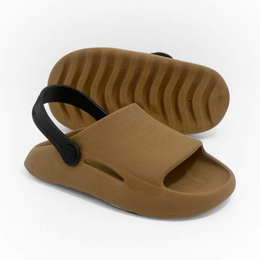 Boys' 2-In-1 Cloud Flip-Flops With Strap – Lightweight, Non-Slip And Comfortable - 卡布奇諾/黑咖啡 - View 1