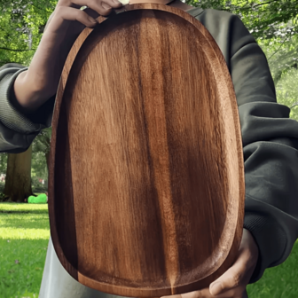 1pc Wooden Tray, Cake Plate, Snack Platter, Serving Tray, Kitchen Decor, Ramadan Gift, Breakfast, Eid, Room Decor, Back To School, Valentine's Day, Picnic, Storage